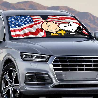Best Friends U.S Flag - Car Sunshade