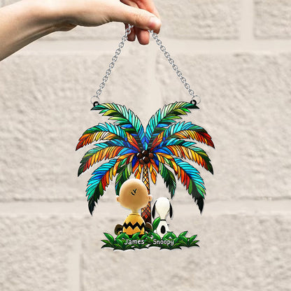 Someone To Be There Under The Palm Tree Friend Friendship - Personalized Window Hanging Suncatcher Ornament
