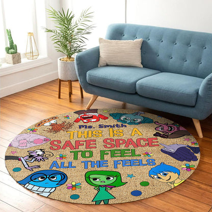 This Is A Safe Space To Feel All The Feels - Personalized Autism Awareness Round Rug