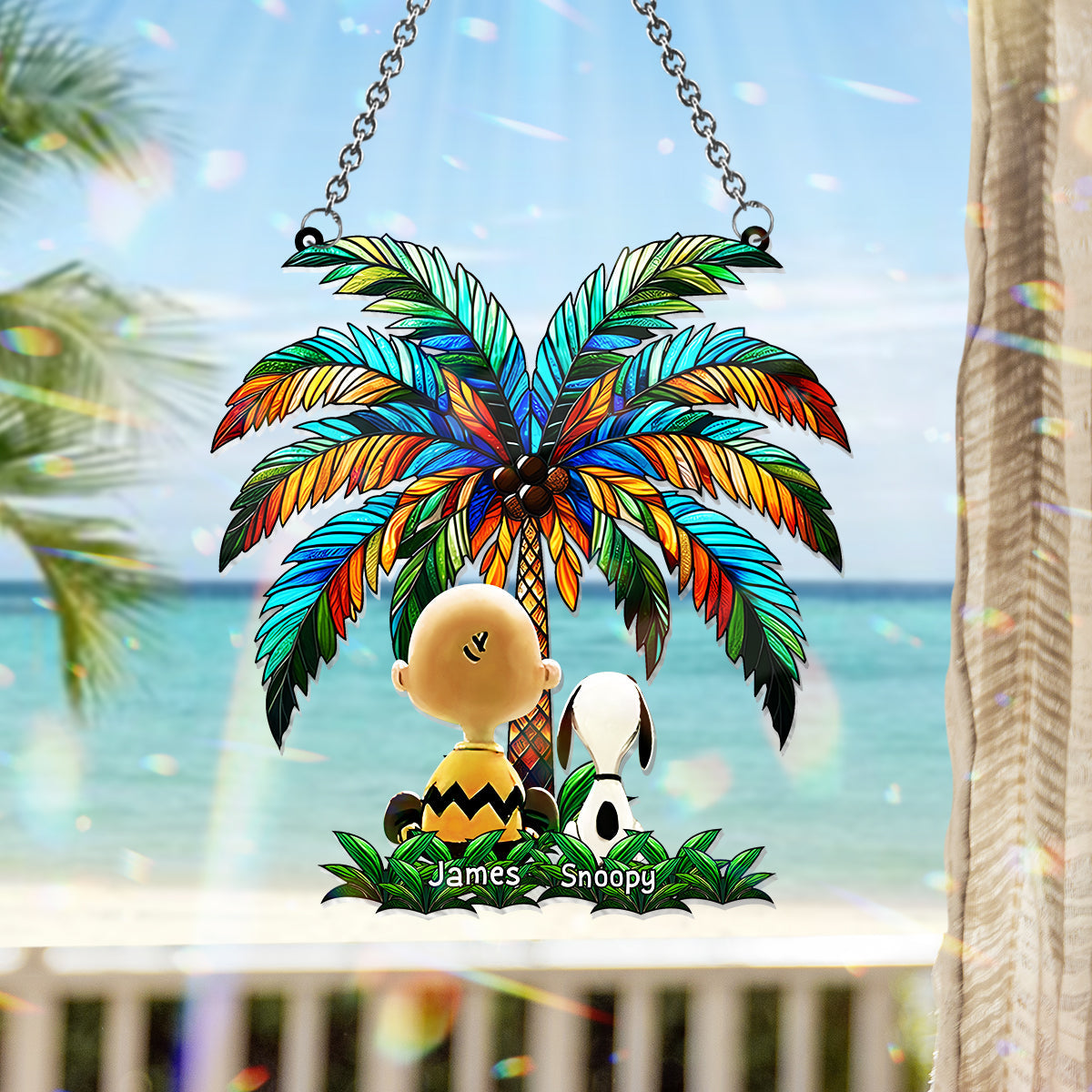 Someone To Be There Under The Palm Tree Friend Friendship - Personalized Window Hanging Suncatcher Ornament