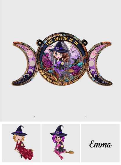 The Witch Is In - Personalized Witch 2 Layered Window Hanging Suncatcher