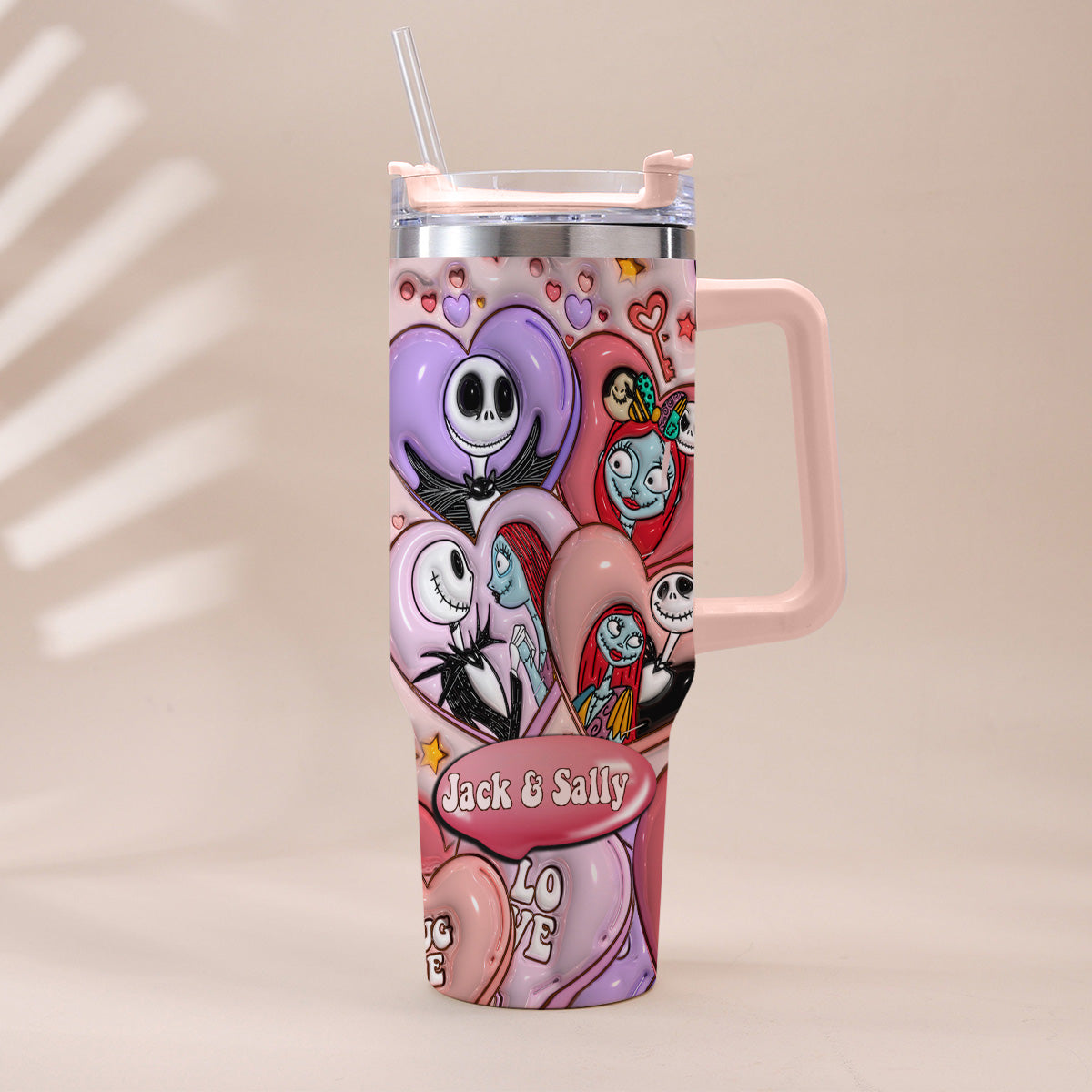 We're Simply Meant To Be Nightmare Couple - Personalized Nightmare Tumbler With Handle