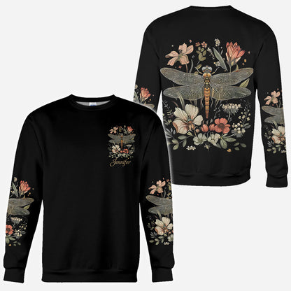 Dragonfly & Flowers - Personalized Dragonfly All Over Shirt