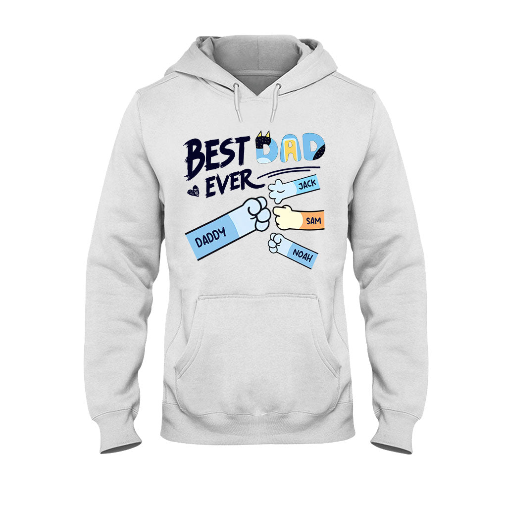 Best Dad Mom Ever Cool Blue Dog Fist - Personalized Father T-shirt And Hoodie