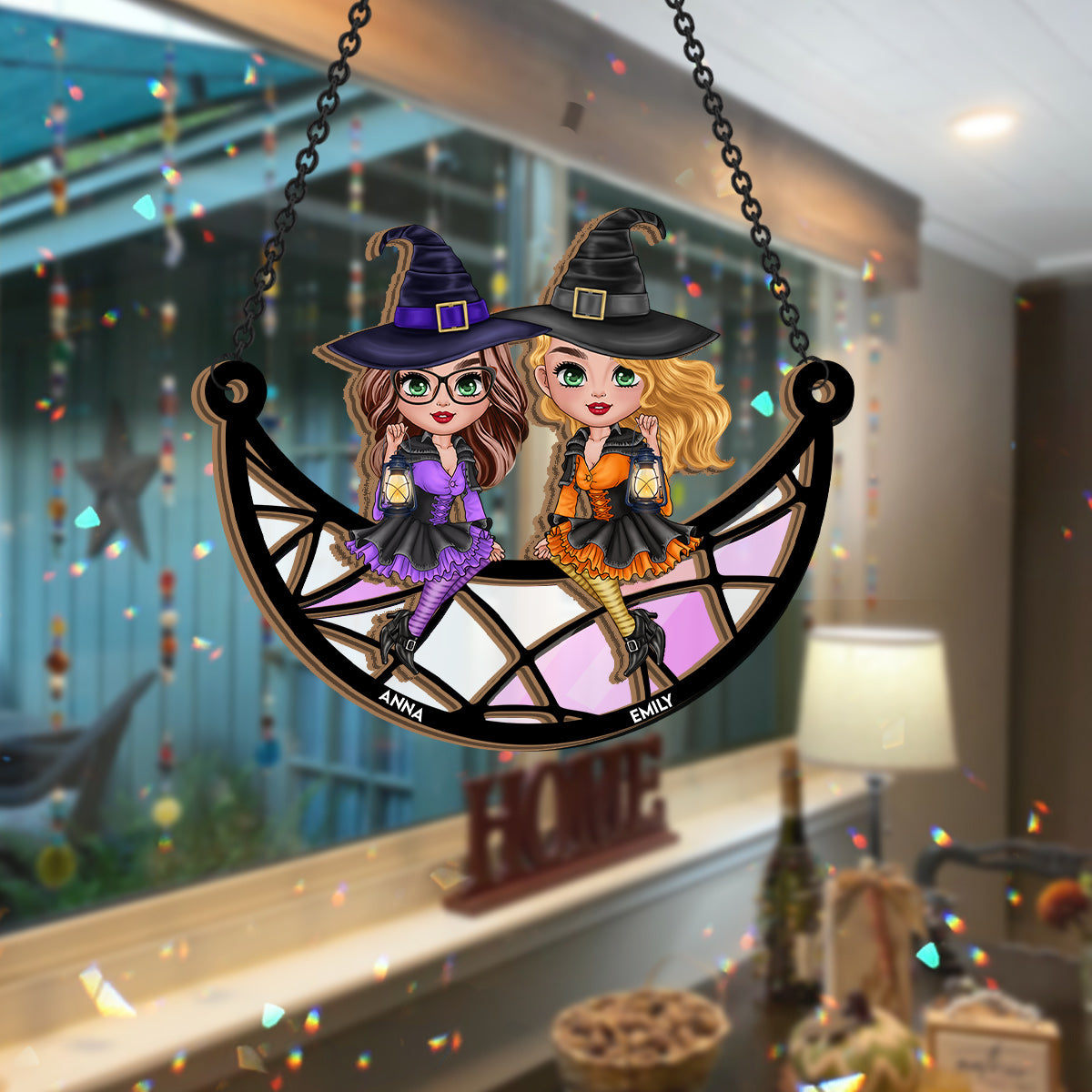 Witches - Personalized Witch 2 Layered Window Hanging Suncatcher