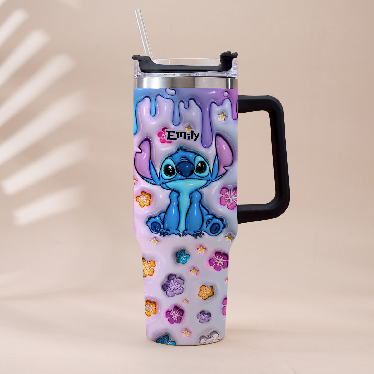 Blue Pink Ohana - Personalized Ohana Tumbler With Handle