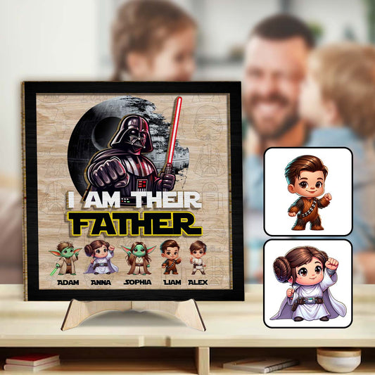 I'm Their Father Fist Bump Daddy's Team - Personalized The Force 2 Layered Wood Sign / Wood Plaque