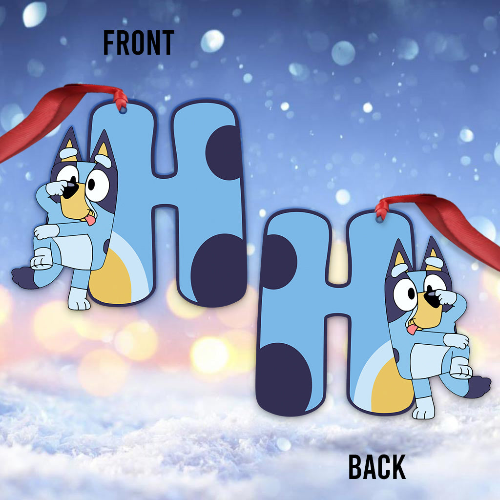 Blue Dog Alphabet Letter - Personalized Ornament