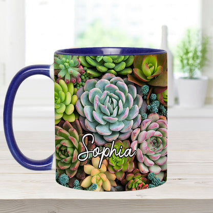 Beautiful Cactus Succulents Plants - Personalized Cactus Accent Mug