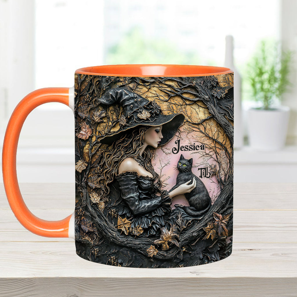 A Witch And Her Black Cat It's A Beautiful Thing - Personalized Witch Accent Mug