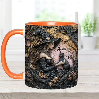 A Witch And Her Black Cat It's A Beautiful Thing - Personalized Witch Accent Mug