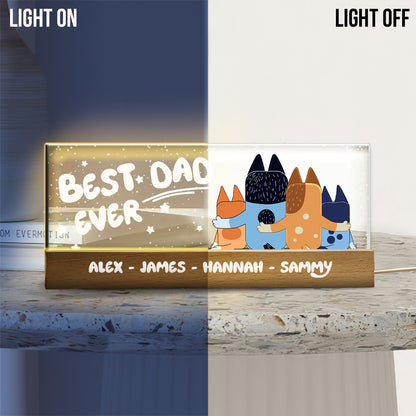Best Dad Ever Cool Blue Dog - Personalized Father Custom LED Night Light