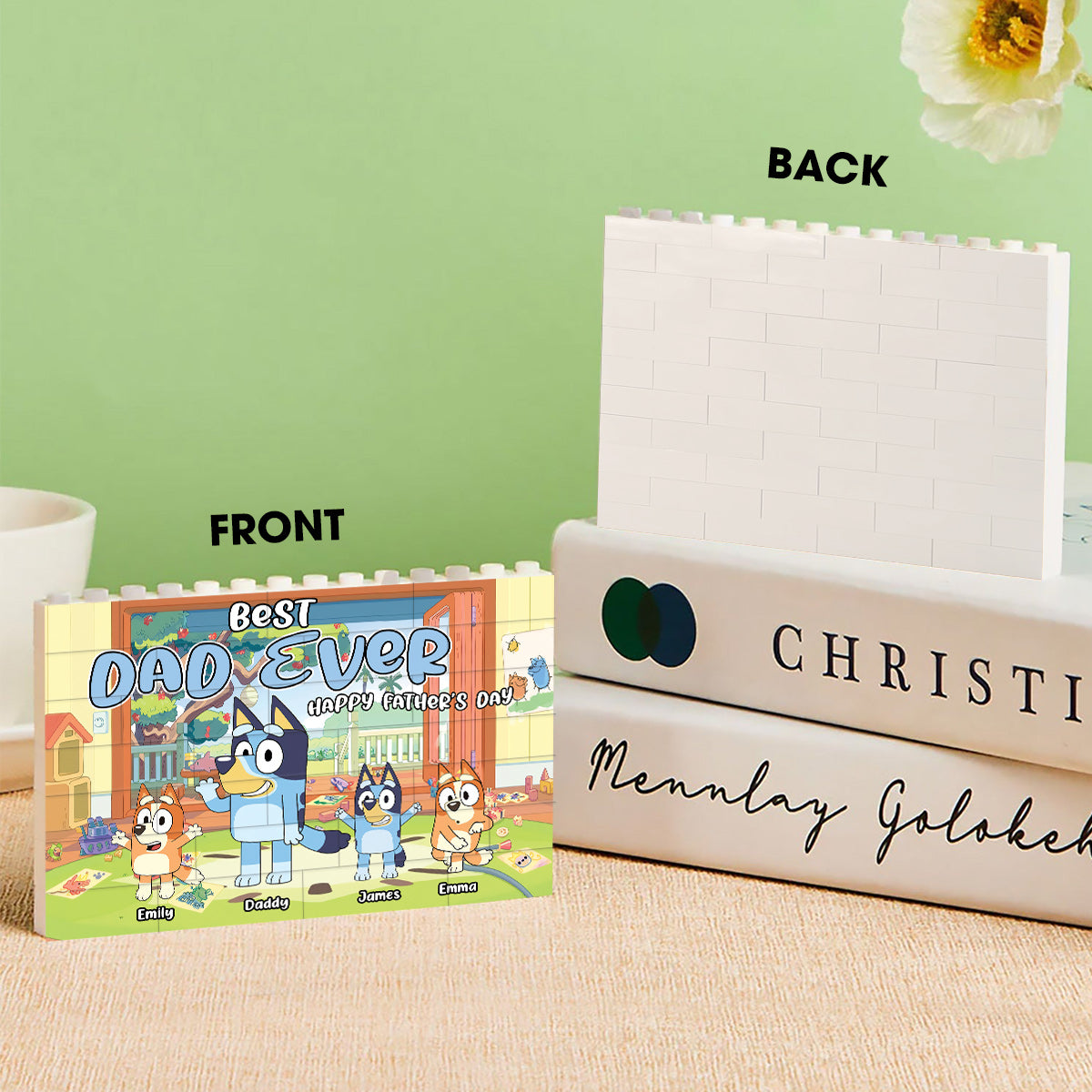 Best Dad Ever - Personalized Father One-sided Horizontal Rectangle Building Brick Blocks