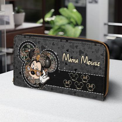 Mama Mouse - Personalized Mouse Leather Long Wallet