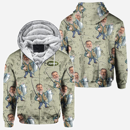 Funny Caricature Face - Personalized Fishing All Over Shirt