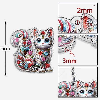 Beautiful Cat - Personalized Cat Custom Shaped Keychain