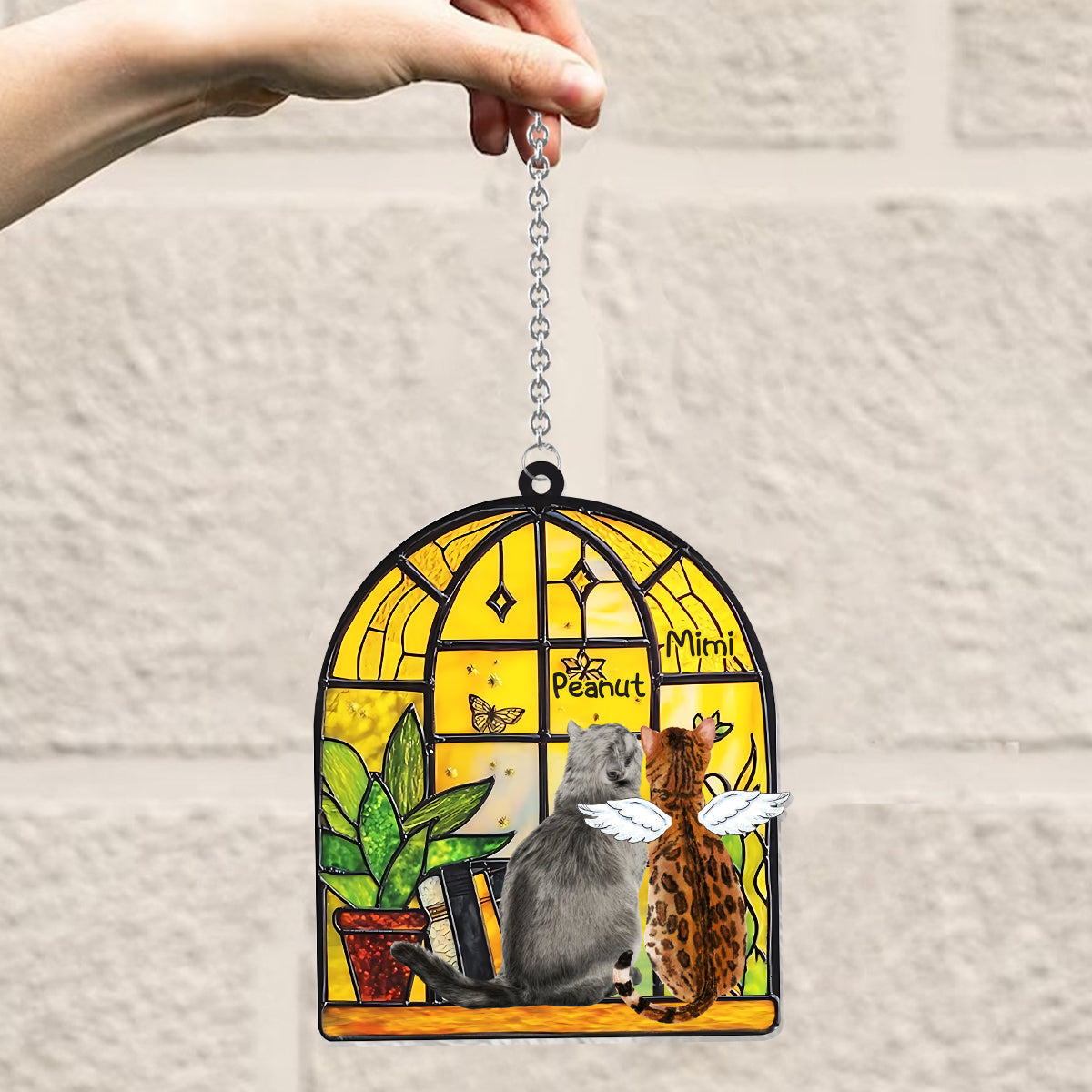 Stunning Cats By The Window - Personalized Cat Window Hanging Suncatcher Ornament