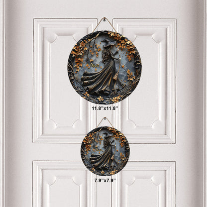 Beautiful Witch - Personalized Witch Round Wood Sign