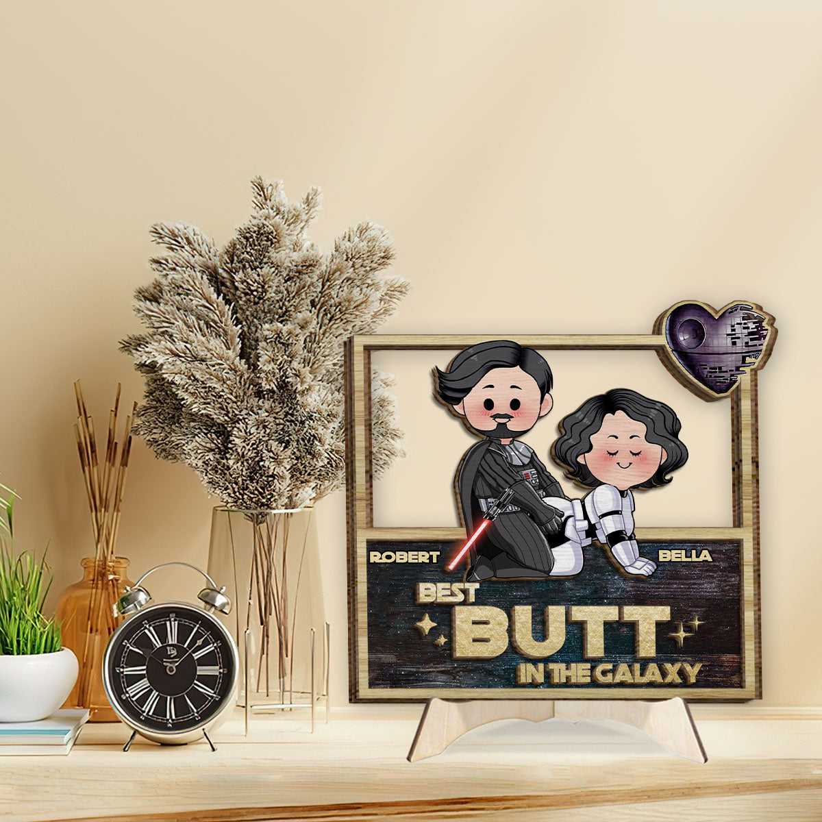 Best Butt In The Galaxy - Personalized The Force 2 Layered Wood Sign / Wood Plaque