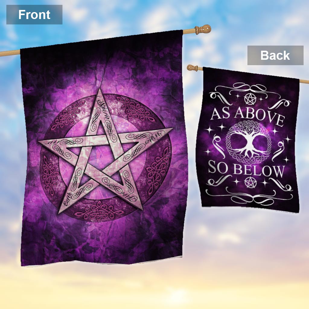 As Above So Below Pentagram Wicca - Witch House Flag 0822