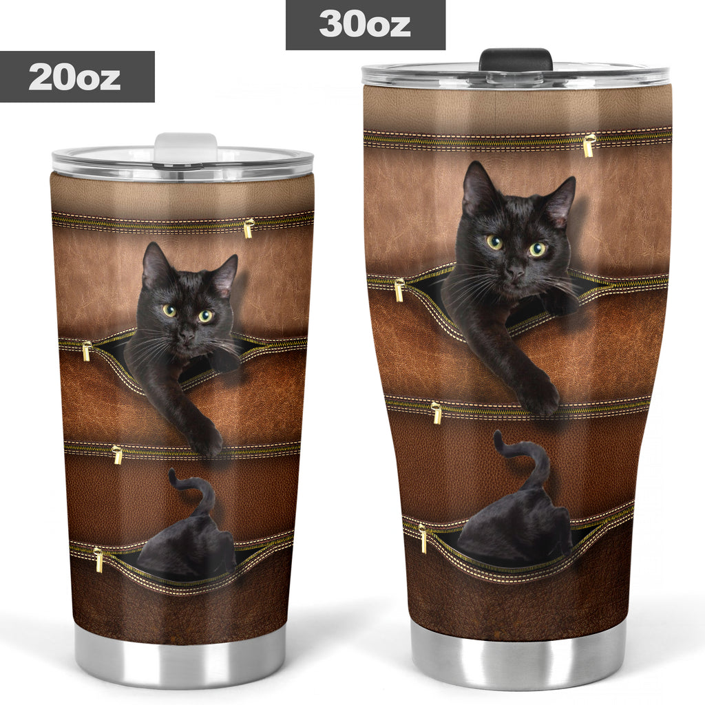 Cat Tumbler With Leather Pattern Print 0622