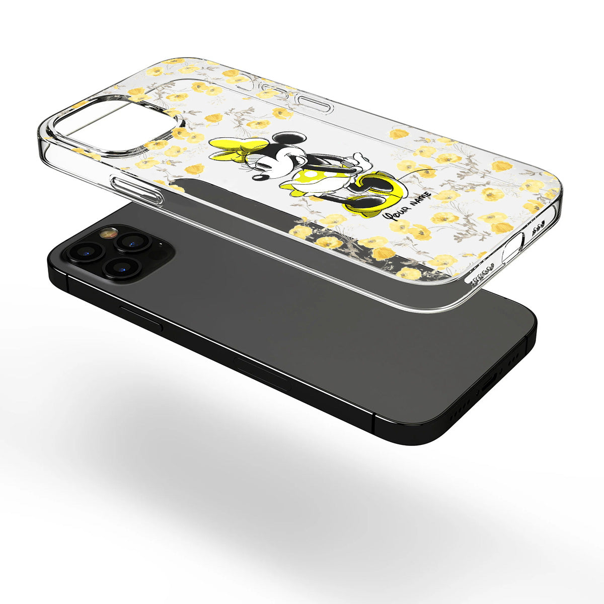 Yellow Floral - Personalized Mouse Clear Phone Case