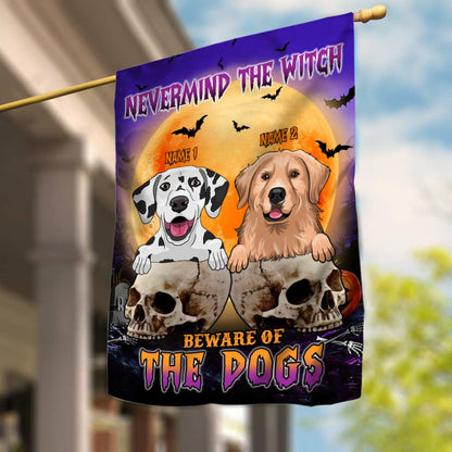 Beware Of The Dogs - Personalized Halloween Witch House Flag