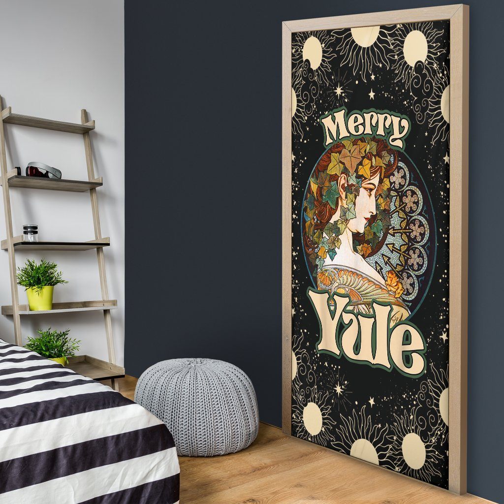 Merry Yule Wicca Pagan - Witch Door sticker 0822
