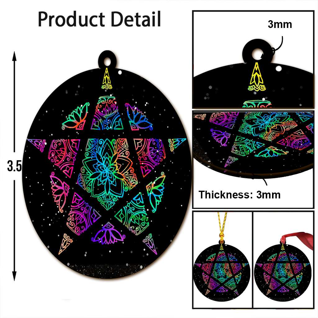 Colorful Pentacle - Witch Ornament (Printed On Both Sides) 1022