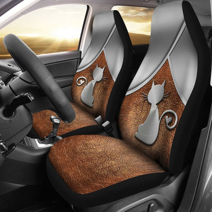 Cat Lovers Metal Pattern Print Cat Seat Covers 0622