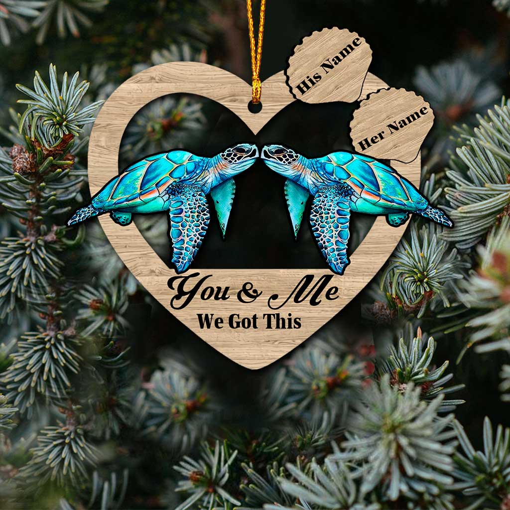 You & Me - Personalized Christmas Turtle Ornament (Printed On Both Sides)