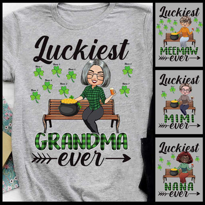 Luckiest Grandma Ever - Personalized St. Patrick's Day Grandma T-shirt and Hoodie