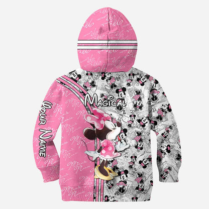 Cute Pink Mouse Ears - Personalized Mouse Hoodie and Leggings