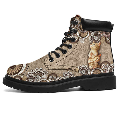 Kitties Flower Pattern Cat All Season Boots 0622