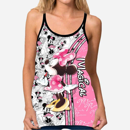 Cute Pink Mouse Ears - Personalized Cross Tank Top