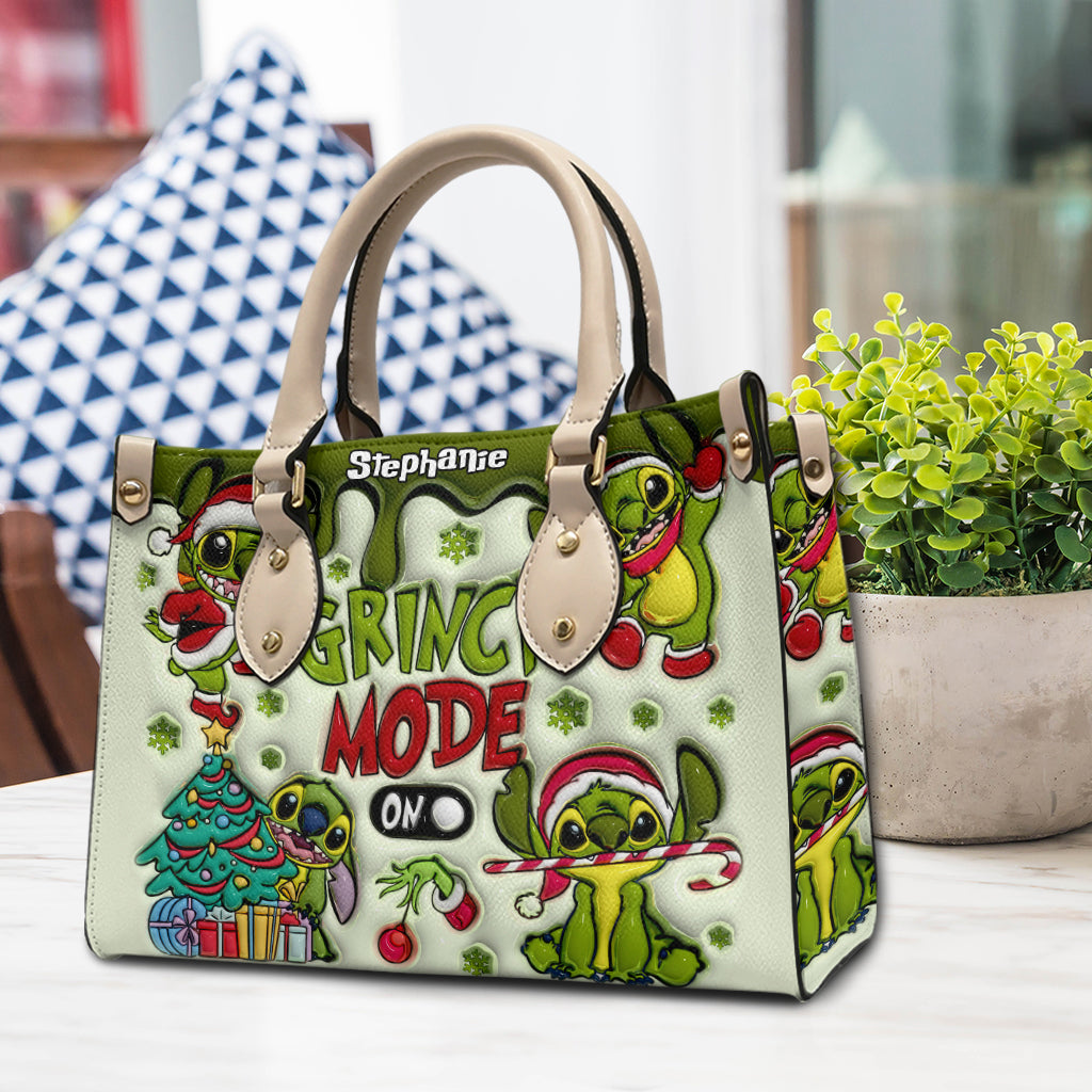 Grinch Mode - Personalized Ohana Leather Handbag