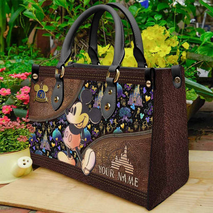 Anniversary Of Magic - Personalized Mouse Leather Handbag 0523