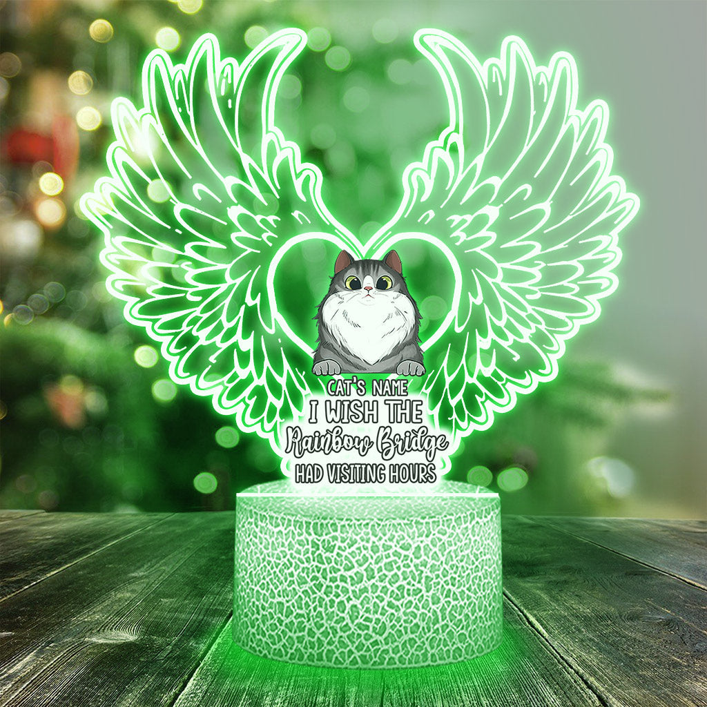 I'll Meet You At The Rainbow Bridge - Personalized Cat Shaped Plaque Light Base