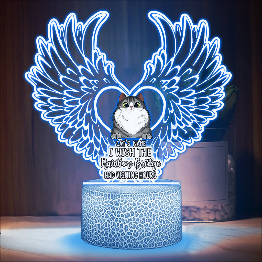 I'll Meet You At The Rainbow Bridge - Personalized Cat Shaped Plaque Light Base