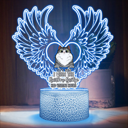I'll Meet You At The Rainbow Bridge - Personalized Cat Shaped Plaque Light Base