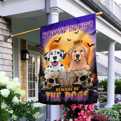 Beware Of The Dogs - Personalized Halloween Witch House Flag