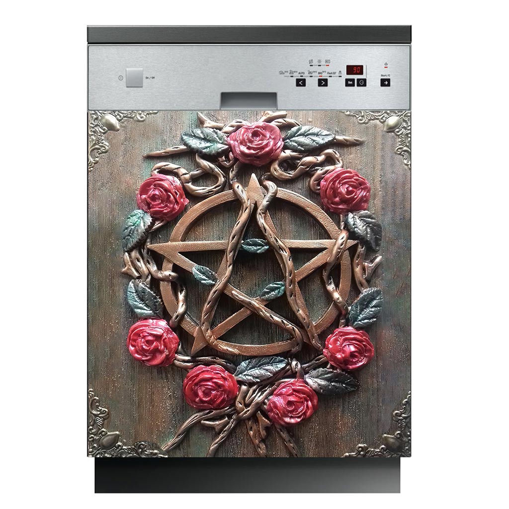 Mystic House Rose Pentacle - Witch Dishwasher Cover