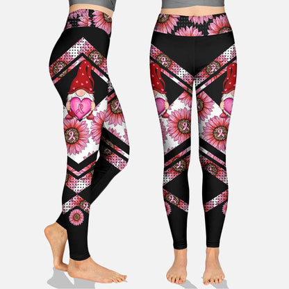 I Wear Pink For - Personalized Breast Cancer Awareness Hollow Tank Top and Leggings