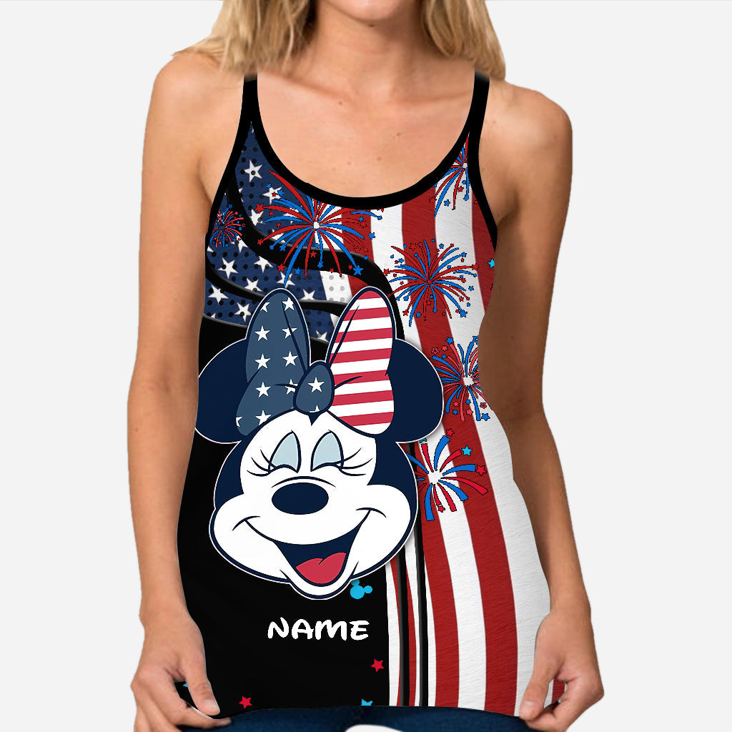 July Mouse - Personalized Mouse Cross Tank Top and Leggings