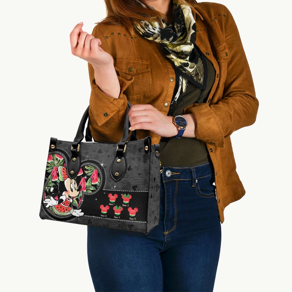 One In A Melon Grandma - Personalized Grandma Leather Handbag