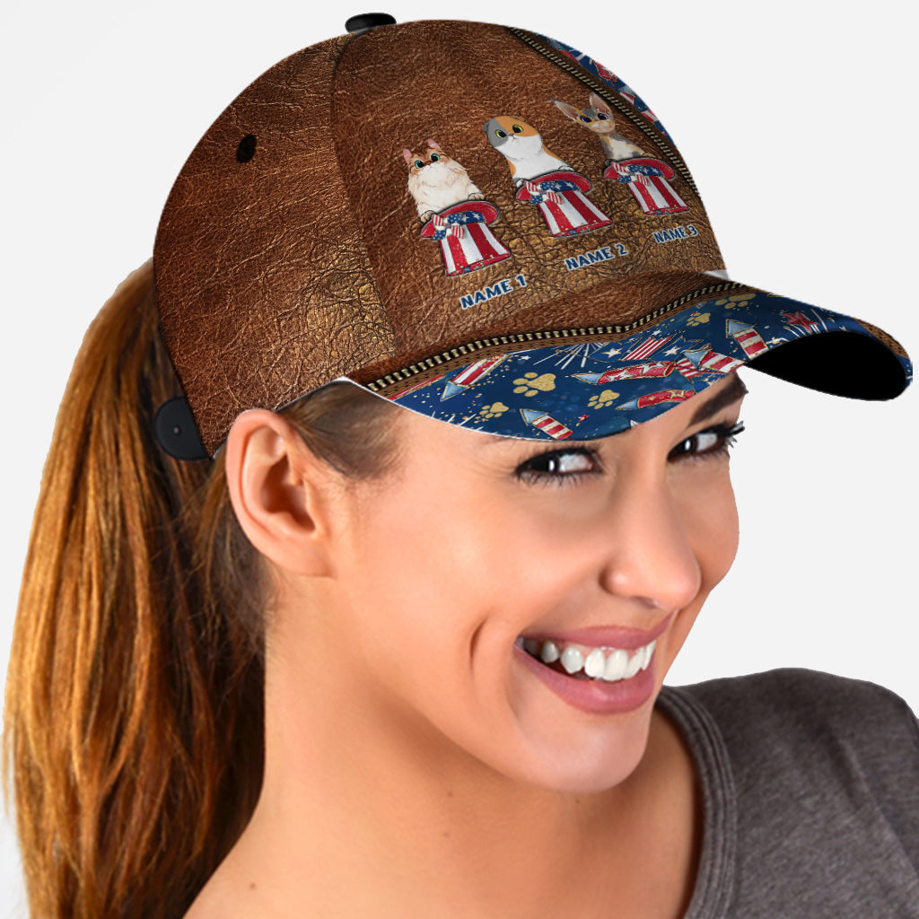 Happy 4th Of June - Personalized Cat Classic Cap