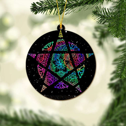 Colorful Pentacle - Witch Ornament (Printed On Both Sides) 1022