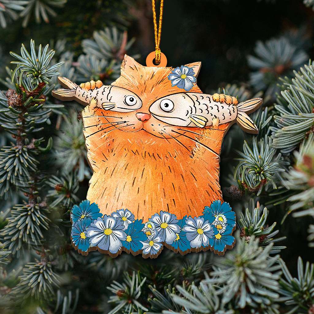 Cat Funny With Fishes - Cat Ornament (Printed On Both Sides) 1122