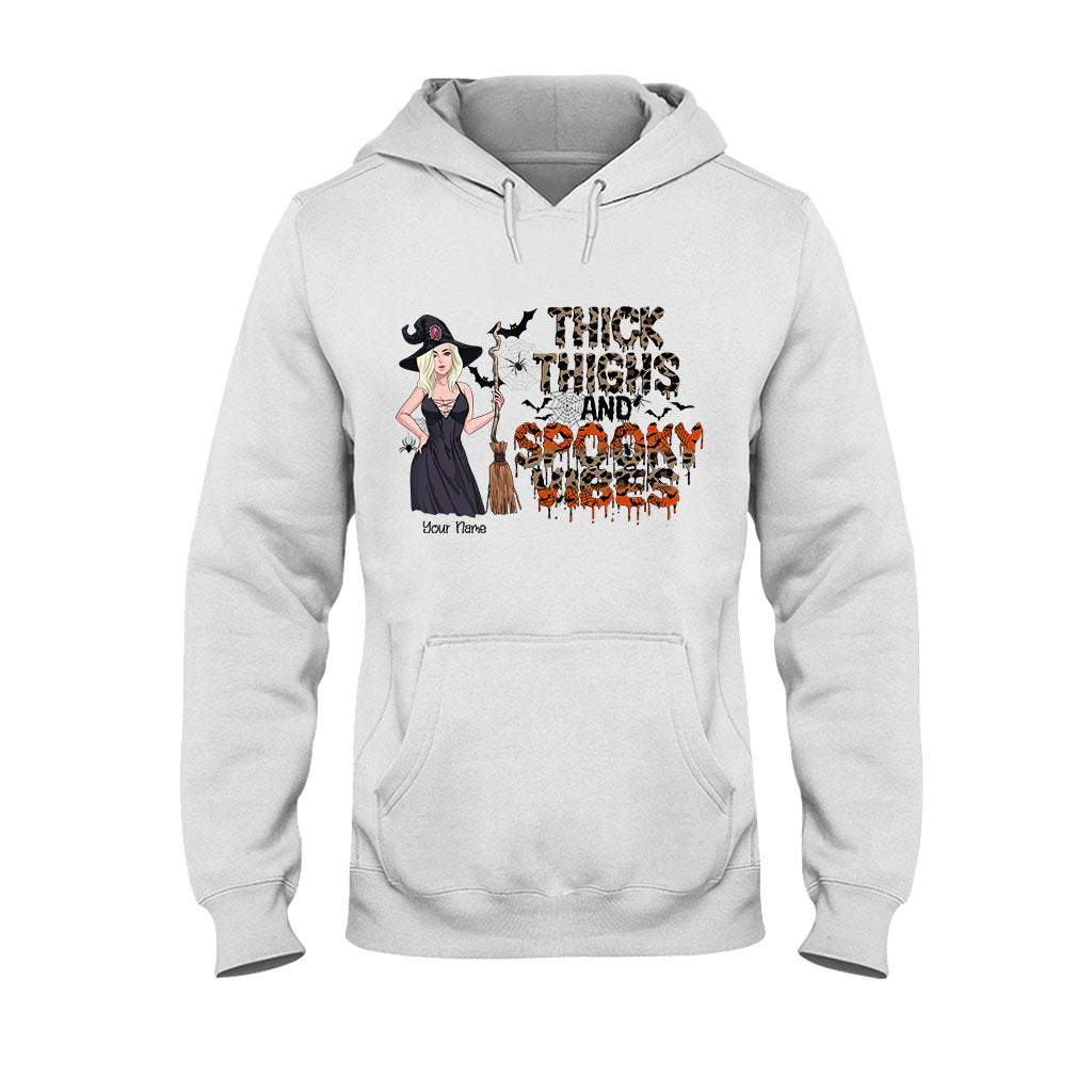 Thick Thighs And Spooky Vibes - Personalized Witch T-shirt and Hoodie