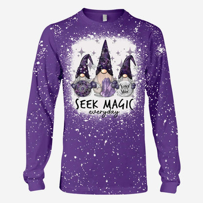 Seek Magic Everyday - Halloween Witch Handmade Bleached Shirts